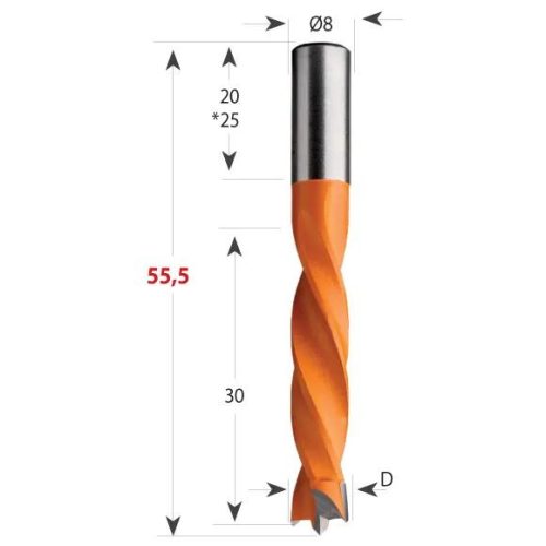 CMT 306 tiplifúró HM, S8, 30 mm élhosszal, D3