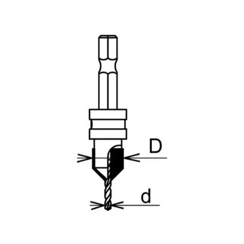 Süllyesztőfúró HM, gyorsbefogó szárral, d=2,5 mm