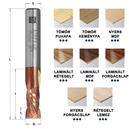 Spirálmaró HWM negatív/pozitív (régi 190 sorozat)  D5x22 mm TiSiN bevonatos